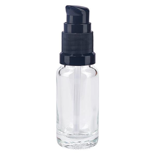 Frasco de farmácia transparente de 10 ml com tampa de bomba preta standard Frasco de farmácia transparente de 10 ml com tampa de bomba preta standard