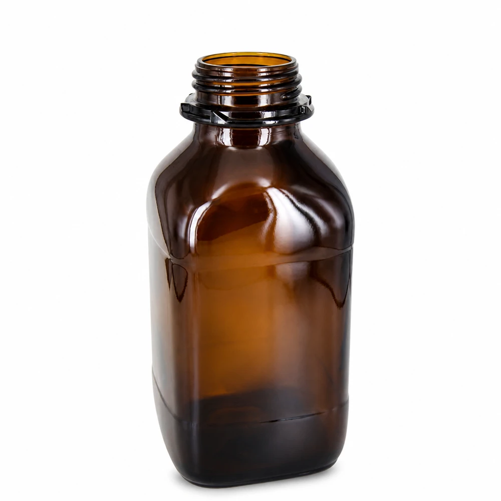 Frasco para produtos químicos de 1000 ml em vidro âmbar com rosca para utilização em laboratório