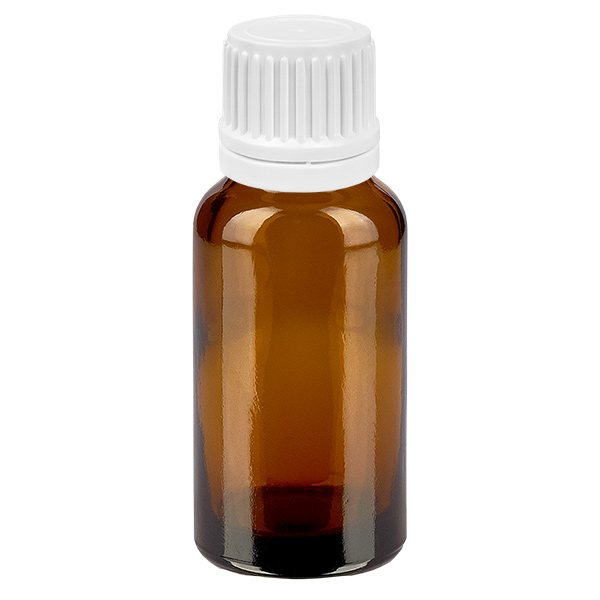 Frasco conta-gotas de 20 ml com tampa inviolável branca de 0,7 mm BrownLine UT18/20