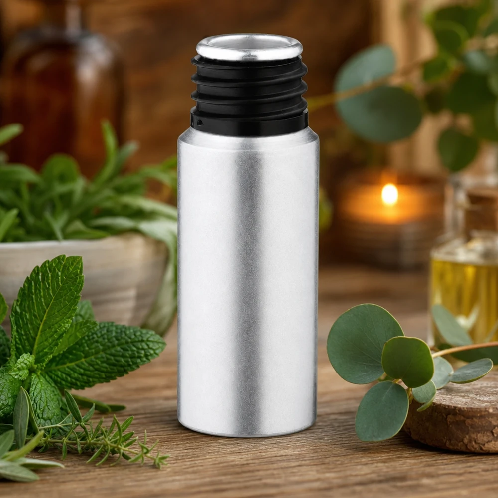 Frasco de alumínio decapado de 20ml Frasco compacto de alumínio de 20 ml com superfície manchada para óleos essenciais e séruns
