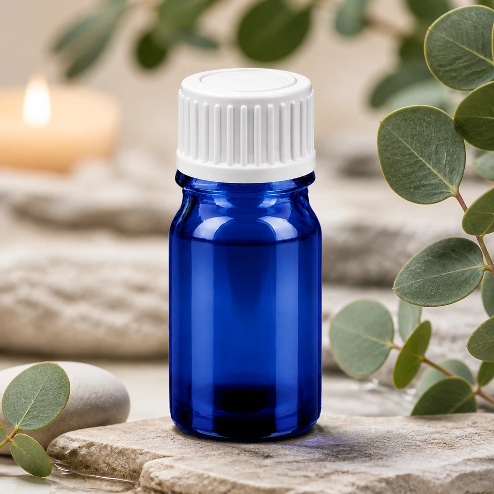 Frasco conta-gotas compacto de 5 ml em vidro de alta qualidade em azul elegante para aplicações profissionais