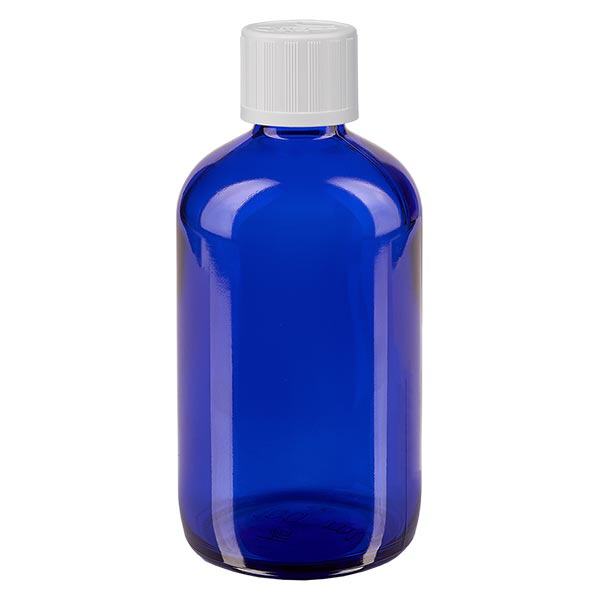Frasco de farmácia azul 100ml tampa conta-gotas branco padrão de segurança para crianças