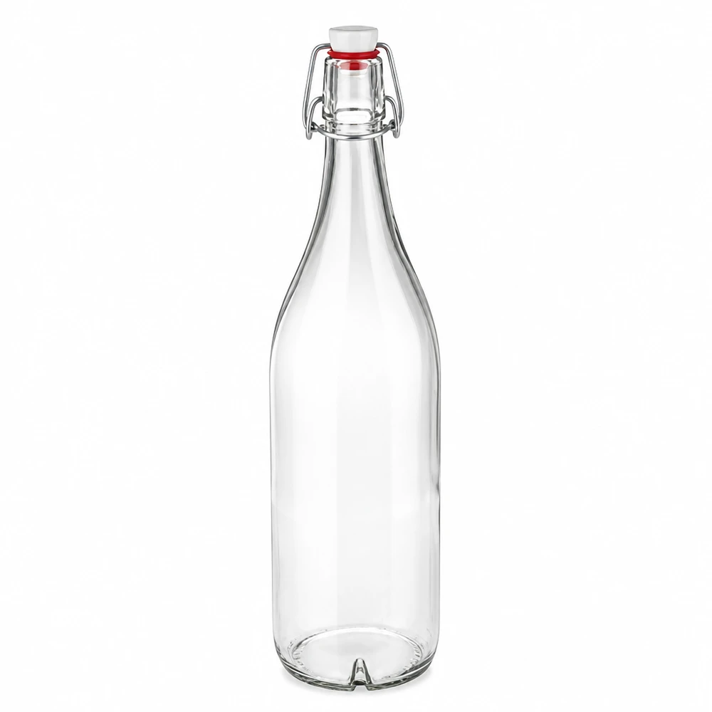 Garrafa de vidro de 1000 ml com tampa basculante PVC UNiTWIST transparente vazia Ver imagem principal do produto