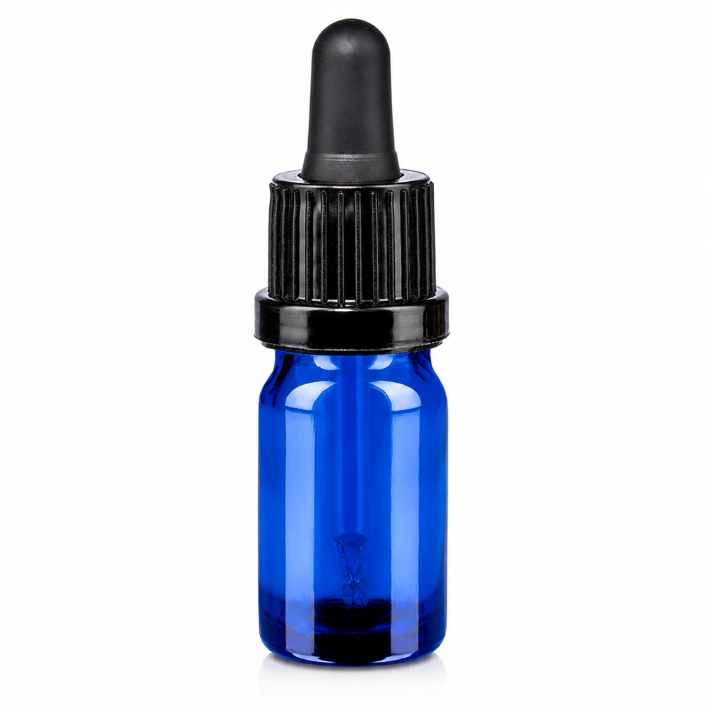 Frasco pipeta de 5 ml preto com fecho inviolável BlueLine UT18/5 Frasco de pipeta de 5 ml em azul com tampa preta OV BlueLine UT18/5