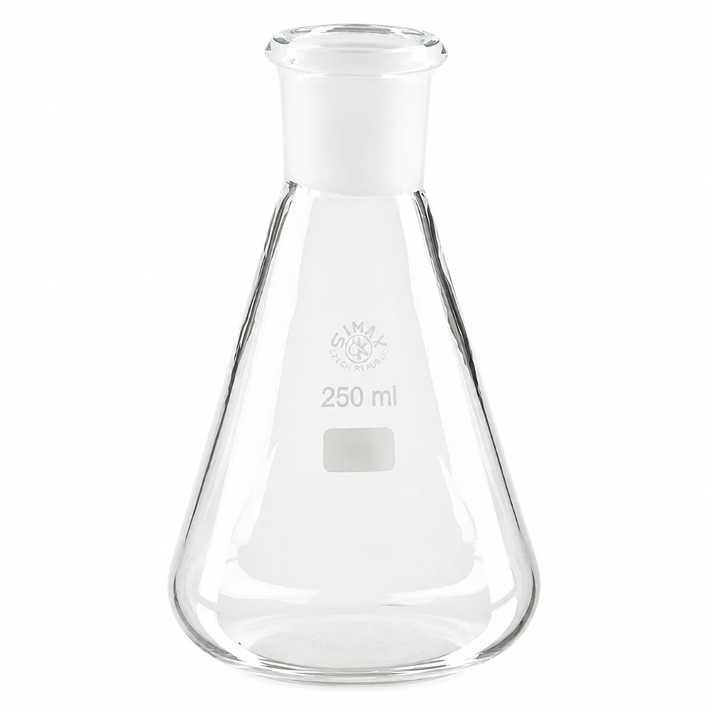 Frasco Erlenmeyer 250ml com junta esmerilada standard (29/32) Frasco Erlenmeyer 250ml com junta esmerilada standard (29/32)