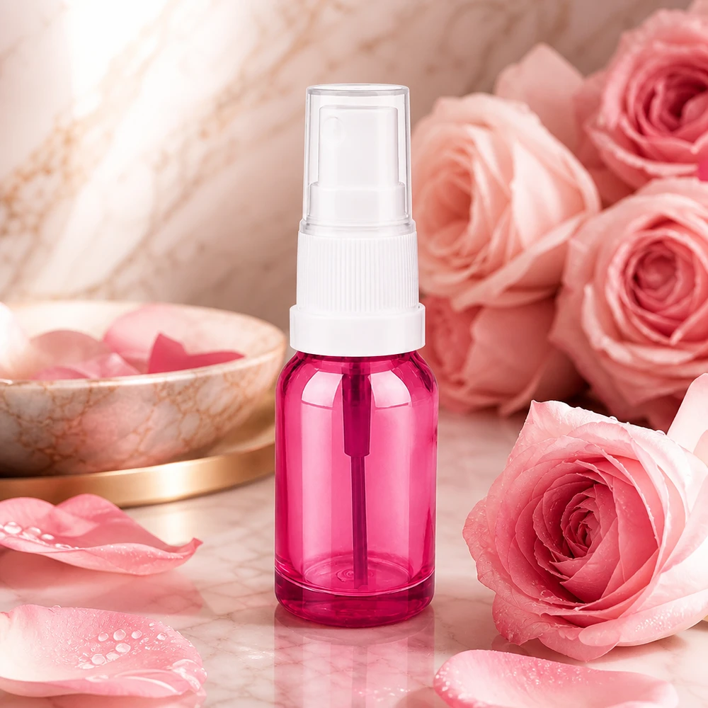 Frasco de spray compacto de 10 ml com cabeça de spray branca, ideal para viagens e em movimento