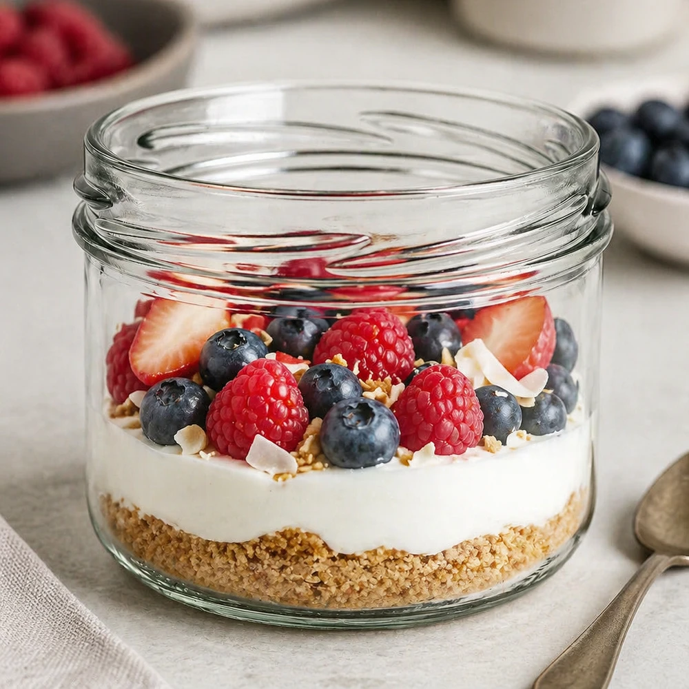 UNiTWIST Sturz260 copo redondo 260ml TO82 recheado com iogurte, bagas e muesli como sobremesa num copo Imagem do produto