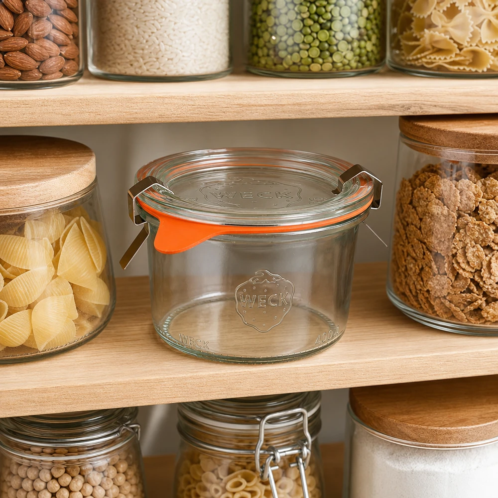 Copos WECK RR80 de 200 ml para armazenar alimentos em cozinhas de armazenamento organizado com frutos secos e massas