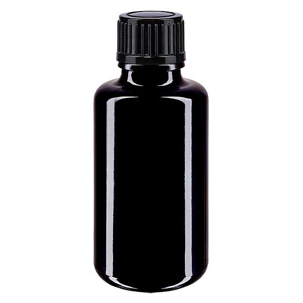 Frasco de farmácia violeta 30ml tampa conta-gotas 1mm preto standard