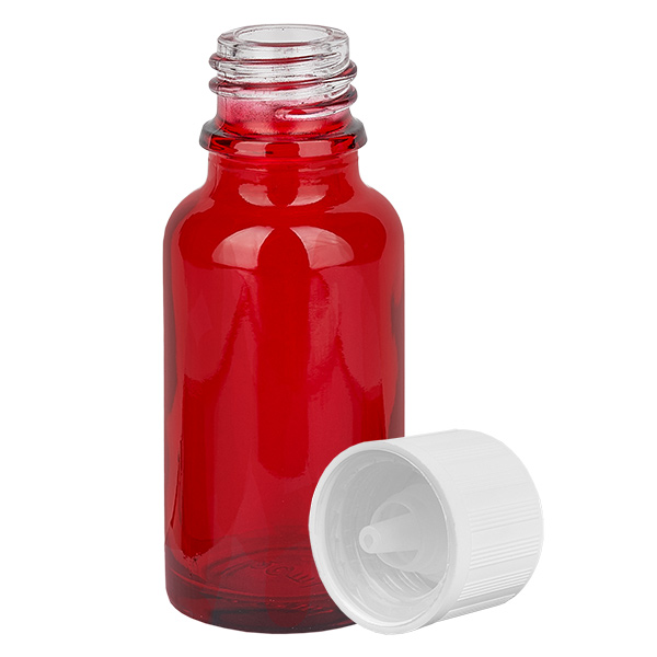 Frasco conta-gotas de 20ml 1,2mm branco com tampa standard resistente a crianças RedL. UT18/20 Frasco conta-gotas de 20ml 1,2mm branco com tampa standard resistente a crianças RedL. UT18/20
