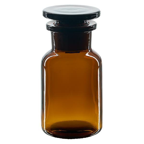 Frasco de ombro redondo 100ml castanho com tampa de vidro de gargalo largo