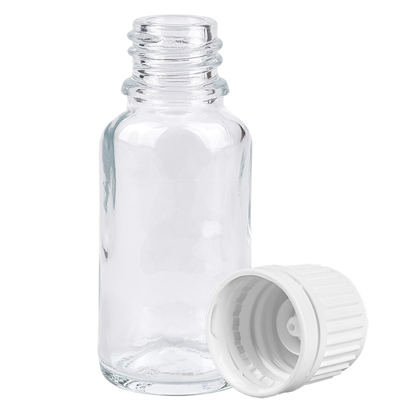Frasco de 20 ml com tampa de rosca de 11 mm branco Standard ClearLine UT18/20 Frasco de 20 ml com tampa de rosca de 11 mm branco Standard ClearLine UT18/20