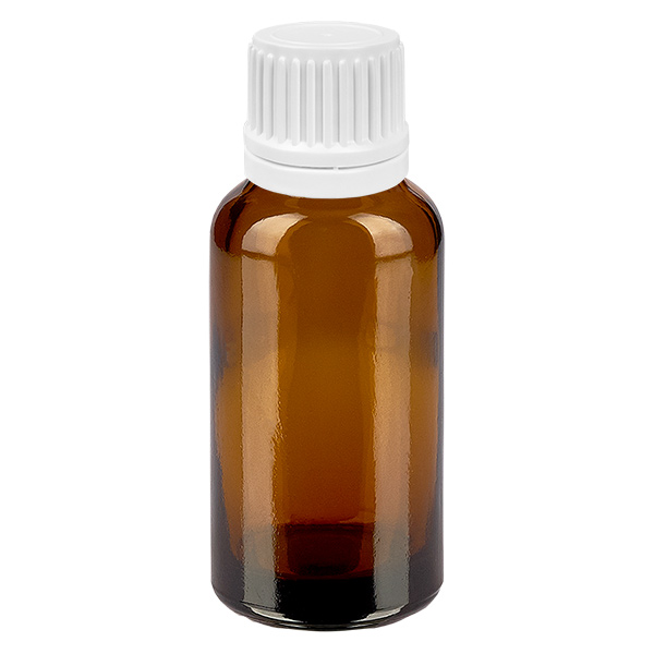 Frasco conta-gotas de 30 ml com fecho inviolável branco de 0,7 mm BrownLine UT18/30