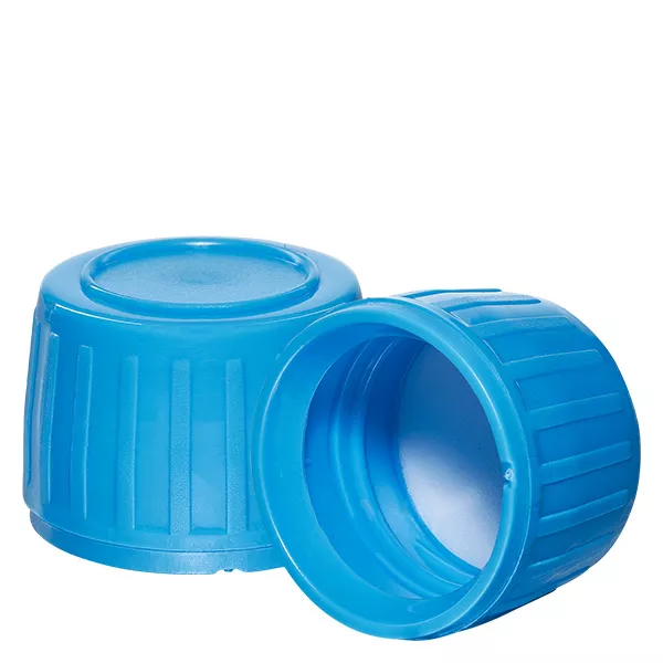 Tampa de rosca azul com anel inviolável PP28 ApoGlas Tampa de rosca azul com anel inviolável PP28 ApoGlas