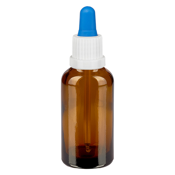 Frasco pipeta de 30 ml branco/azul com fecho inviolável BrownLine UT18/30
