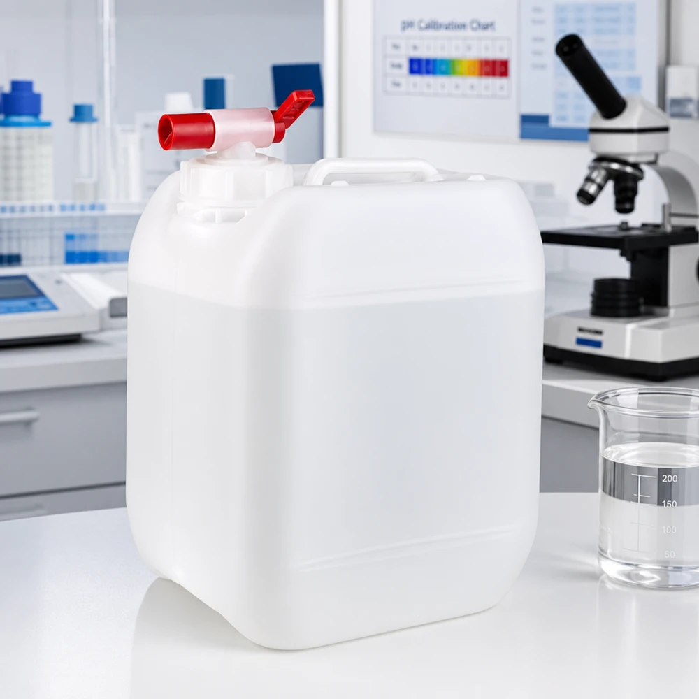 Bidão de 5 litros com torneira de escoamento Recipiente de plástico transparente de 5 litros com uma prática torneira para uma dosagem precisa de líquidos em laboratório