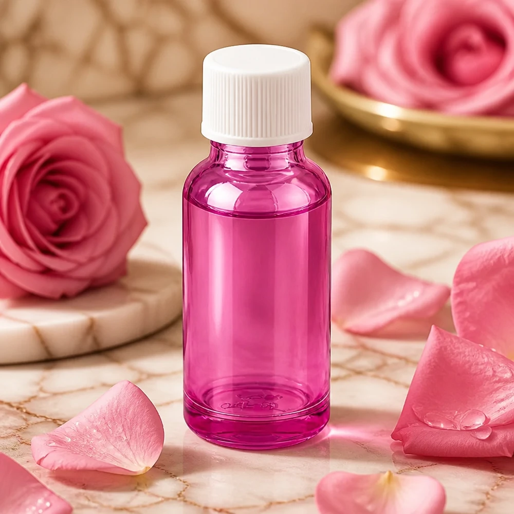 Frasco compacto roxo de 20 ml com rosca STD ideal para aplicações cosméticas
