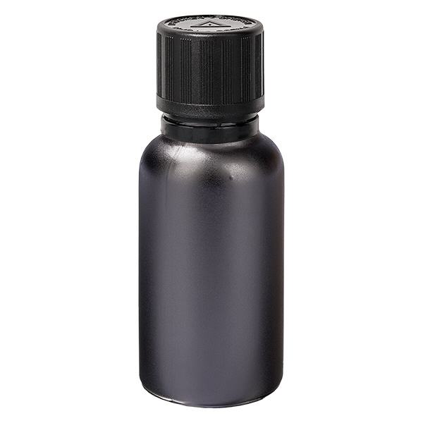 Frasco conta-gotas de 20ml 1mm preto com fecho inviolável Fecho de segurança para crianças Símbolo de aviso cego BlackL. UT18/20
