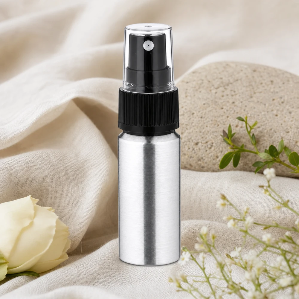 Frasco de alumínio polido de 20ml com nebulizador Frasco de alumínio prateado de 20 ml com atomizador - perfeito para viajar e estar em movimento