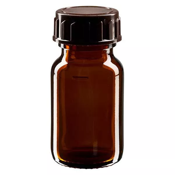 Frasco para medicamentos de 30ml castanho, com tampa castanha ApoGlas Frasco para medicamentos de 30ml castanho, com tampa castanha ApoGlas