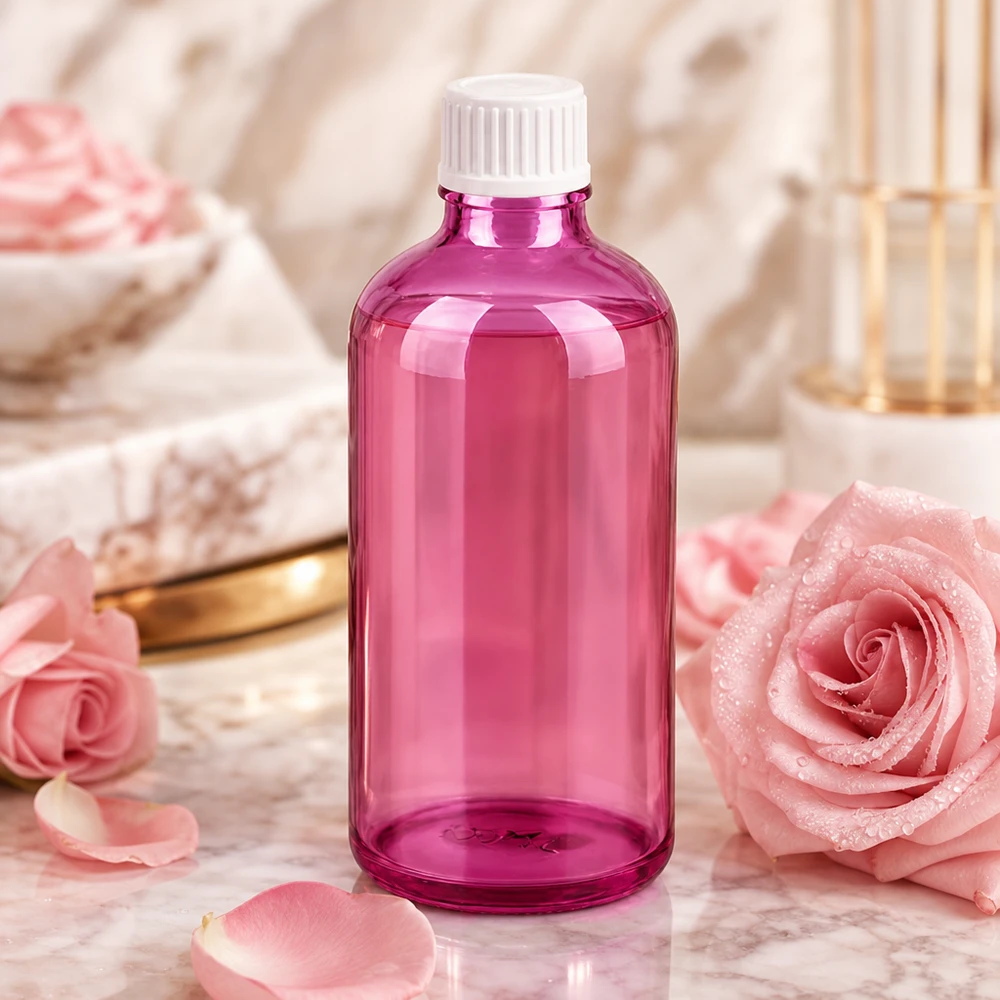 Frasco conta-gotas de 100ml 0,9mm branco padrão PurpleLine UT18/100 Frasco conta-gotas pequeno de 100 ml em plástico transparente com tampa de rosca branca rosca STD