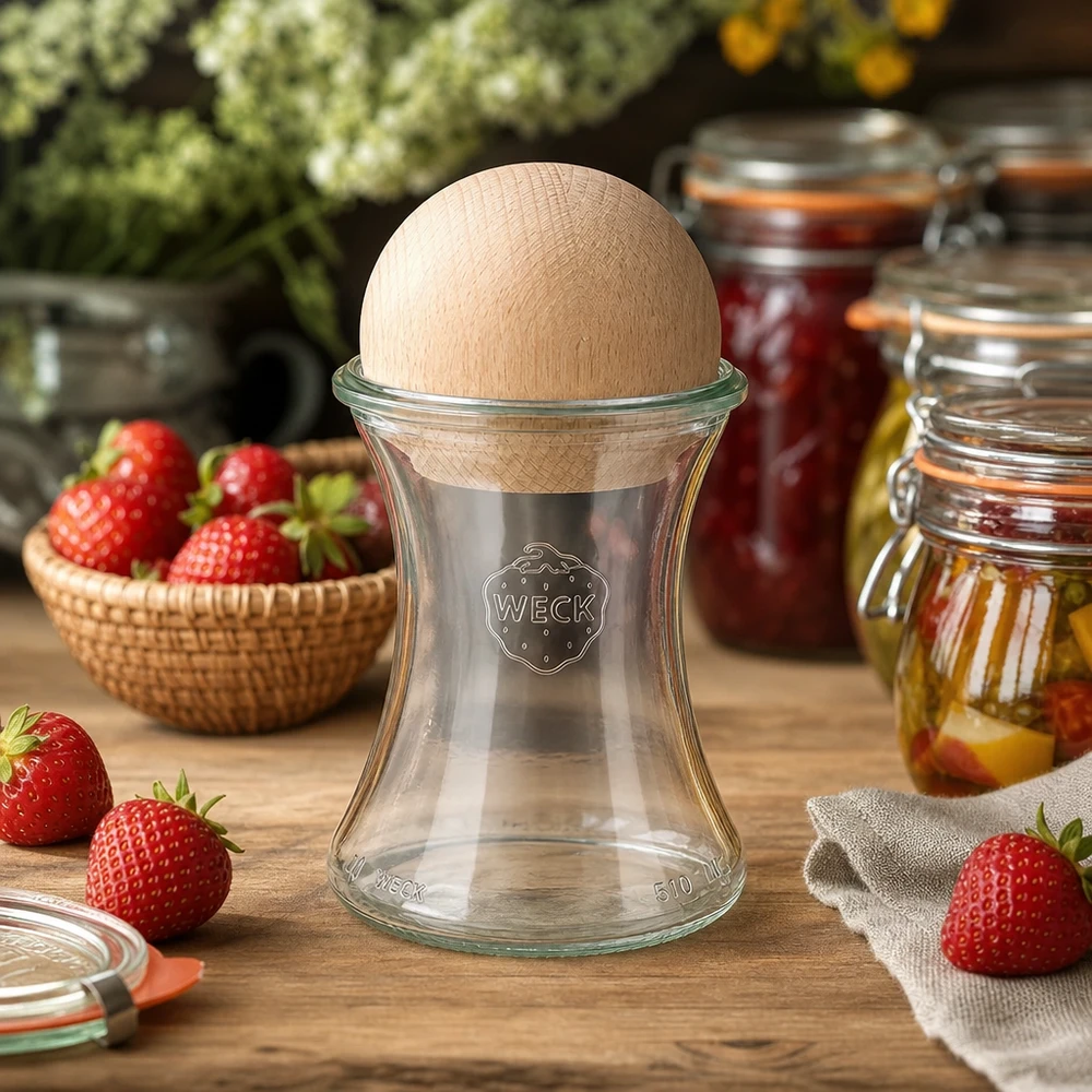 Frasco WECK 370ml RR80 bola de madeira faia ambiente de cozinha frascos para compota de morango frascos para conservas