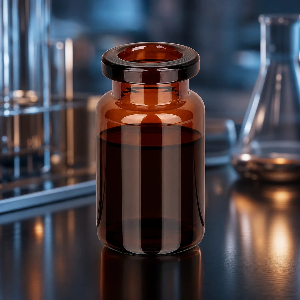 Frasco de injeção de vidro âmbar 5ml Miniatur Pharmaflasche aus dunkelbraunem Glas 5ml mit geradem Flaschenkörper im Labor