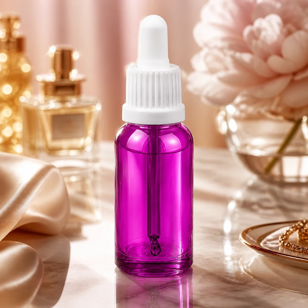 Frasco de pipeta de alta qualidade de 20 ml em vidro violeta com tampa OV branca para soros