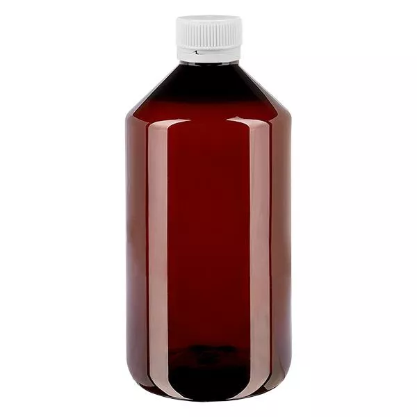 Frasco PET 750ml com tampa inviolável de canelura branca Frasco PET 750ml com tampa inviolável de canelura branca