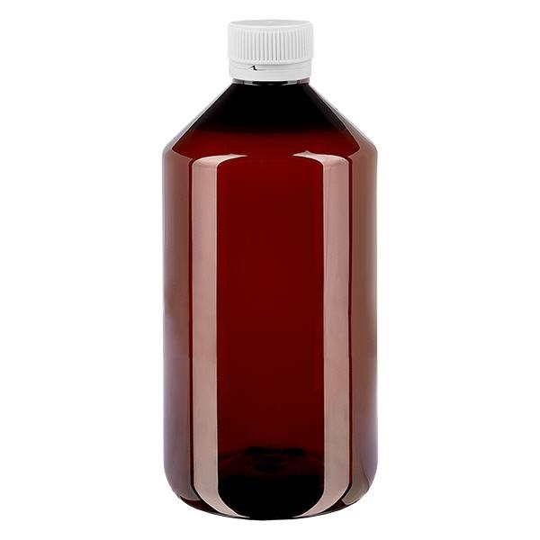 Frasco PET 750ml com tampa inviolável de canelura branca Frasco PET 750ml com tampa inviolável de canelura branca