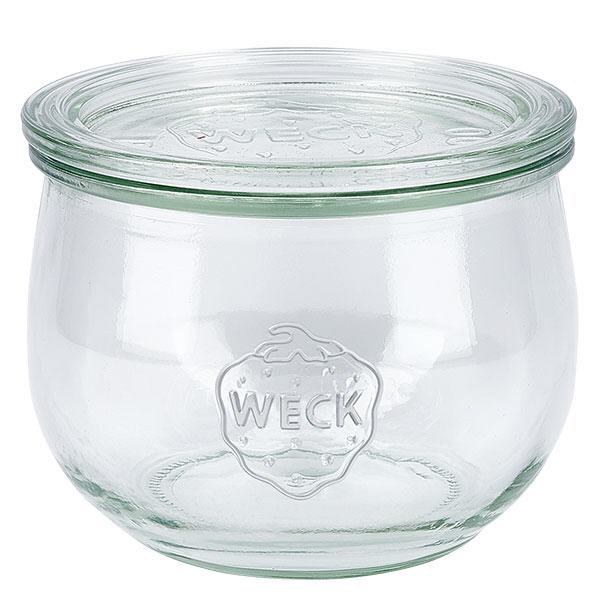 Frasco tulipa de 580ml com tampa de vidro WECK RR100 Frasco tulipa WECK de 580 ml com tampa de vidro Frasco de conservação RR100 transparente com o logótipo WECK para conservação e armazenamento