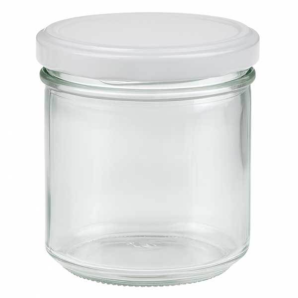 Copos de vidro de 167 ml com tampa BasicSeal branca UNiTWIST Copos de vidro de 167 ml com tampa BasicSeal branca UNiTWIST