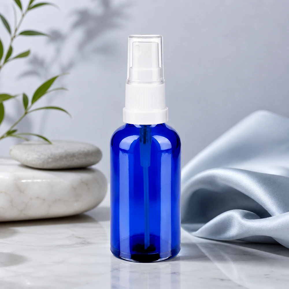 Frasco de vidro de 50 ml de alta qualidade com acessório de pulverização para cosméticos DIY e produtos de cuidados caseiros