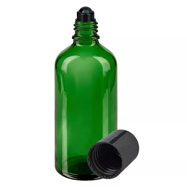 Frasco de farmácia verde 100ml com tampa de rosca preta