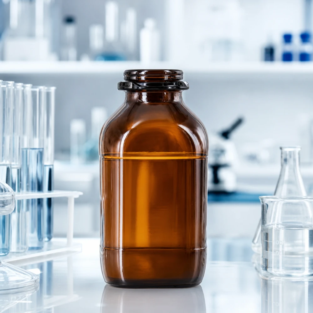 Frasco para produtos químicos Premium de 1000 ml em vidro castanho protetor Frasco químico de 1000 ml de alta qualidade com gargalo largo para facilitar o enchimento e o esvaziamento