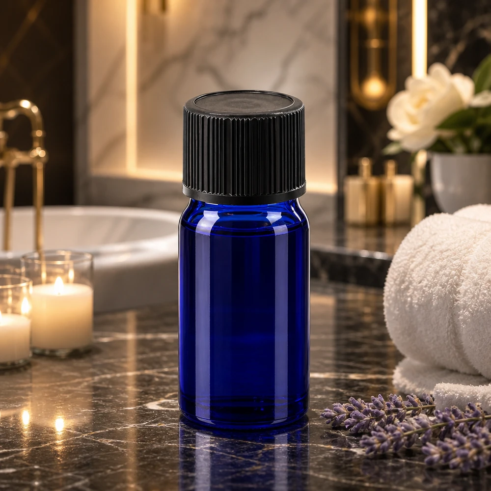 Frasco conta-gotas compacto de 5 ml com abertura de 1 mm, ideal para uma aplicação precisa de essências