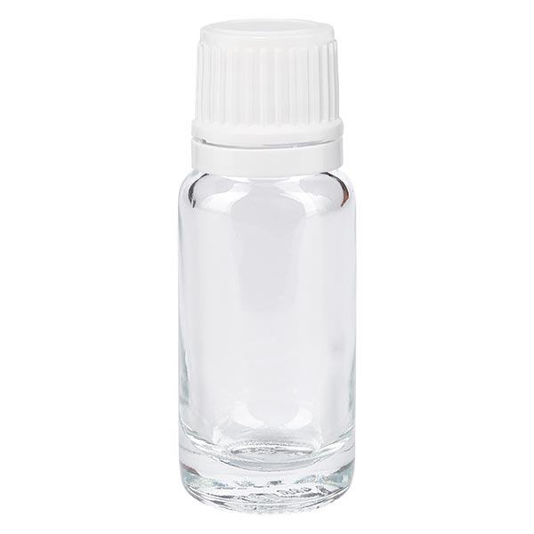 Frasco de farmácia transparente 10ml tampa do conta-gotas 1.2mm branco fecho inviolável