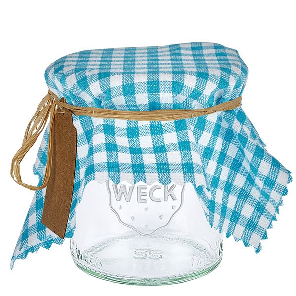 Guardanapo decorativo em tecido turquesa axadrezado quadrado de 15 cm