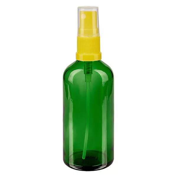 Frasco de farmácia verde 100ml spray top amarelo Frasco de farmácia verde 100ml spray top amarelo