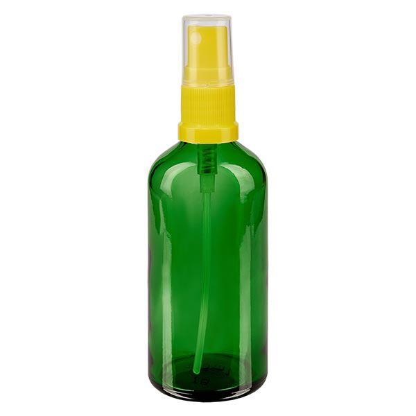 Frasco de farmácia verde 100ml spray top amarelo