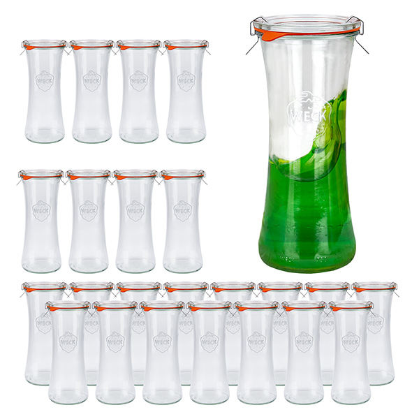 Conjunto de 24 frascos Weck frasco de 700 ml para charcutaria com tampa de vidro