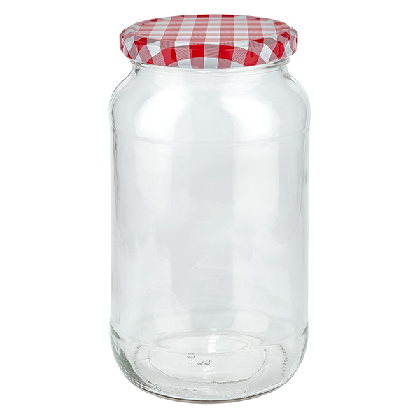 Frasco redondo de 1062 ml + tampa BasicSeal vermelha/branca UNiTWIST