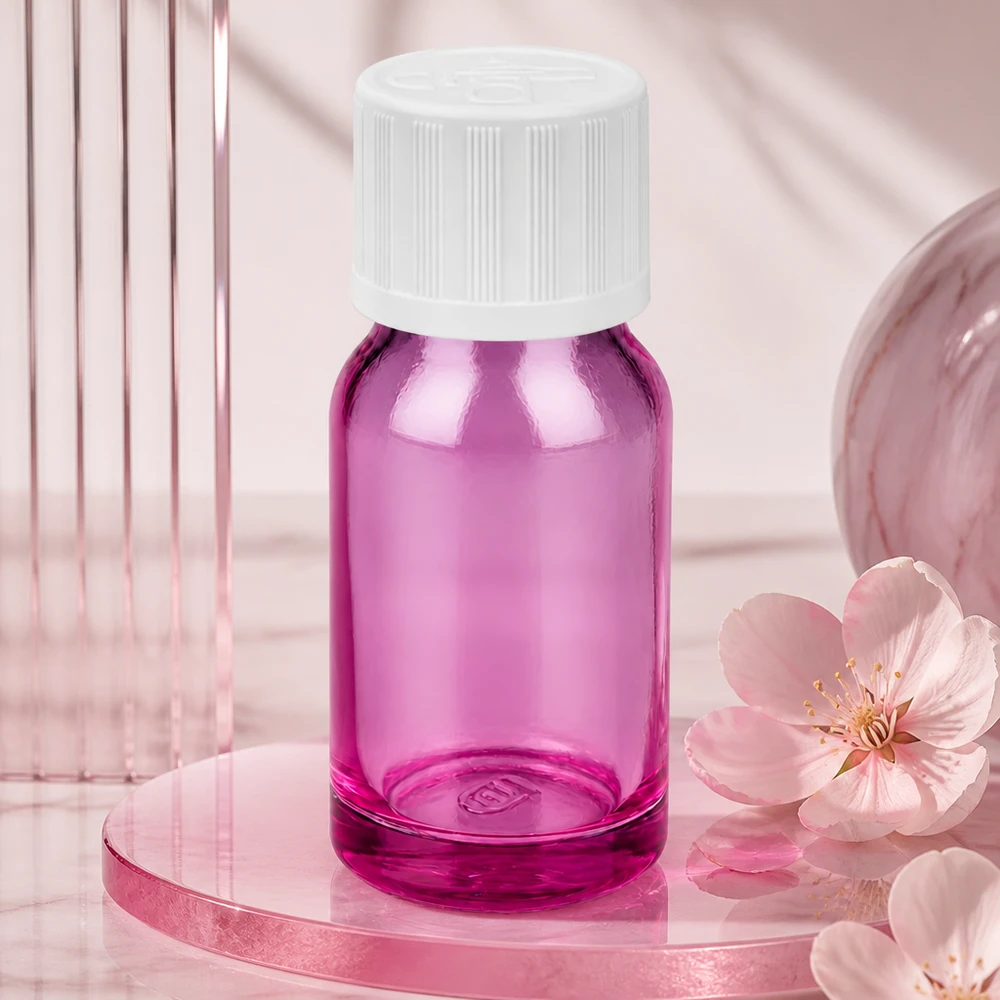 Frasco elegante de 10 ml com design PurpleLine e tampa branca com conta-gotas para uso profissional