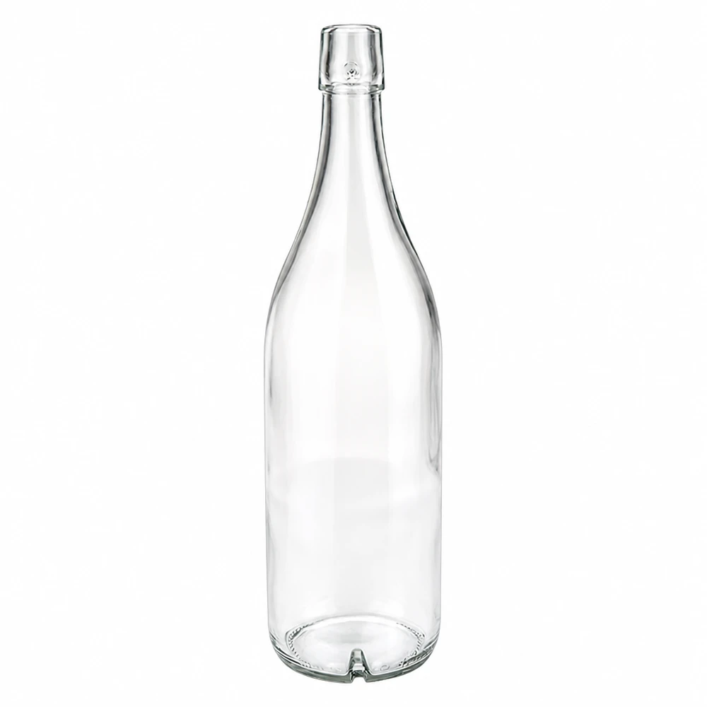 Garrafa de vidro de 1000 ml UNiTWIST transparente sem tampa de rosca com tampa basculante Garrafa de bebidas vazia