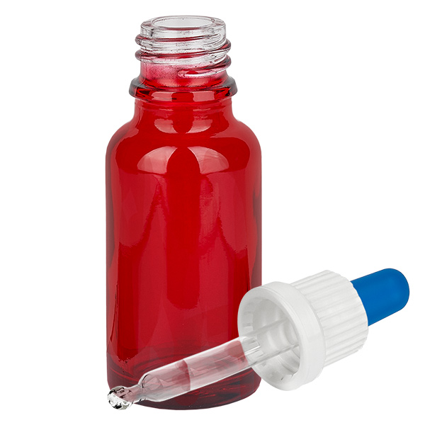 Frasco pipeta de 20 ml branco/azul com fecho inviolável RedLine UT18/20 Frasco pipeta de 20 ml branco/azul com fecho inviolável RedLine UT18/20