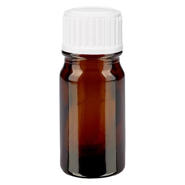 Frasco de farmácia castanho 5ml tampa de rosca branco-preto globules standard