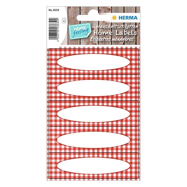 Etiquetas de cozinha axadrezadas vermelhas (20 autocolantes)