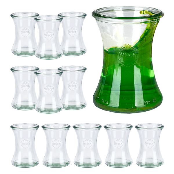 Conjunto de 12 frascos Weck de 370 ml de frasco de charcutaria Conjunto de 12 frascos Weck de 370 ml de frasco de charcutaria