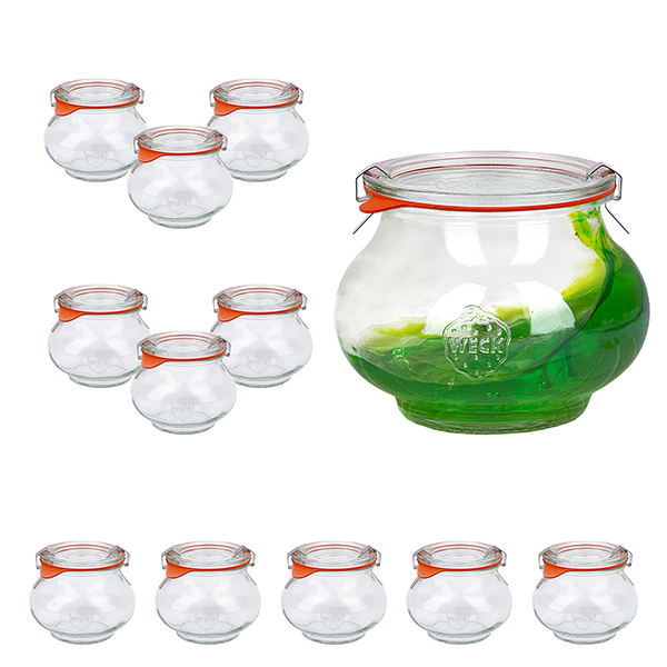 Conjunto de 12 copos decorativos de 220ml da Weck, copos de vidro de 1/4L m