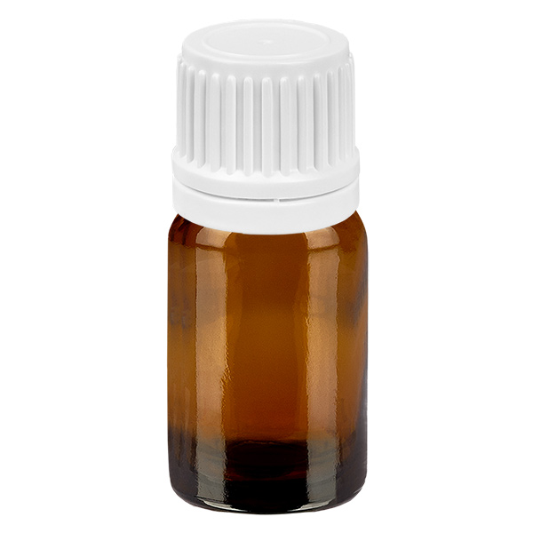 Frasco conta-gotas de 5 ml com tampa inviolável branca de 0,7 mm BrownLine UT18/5